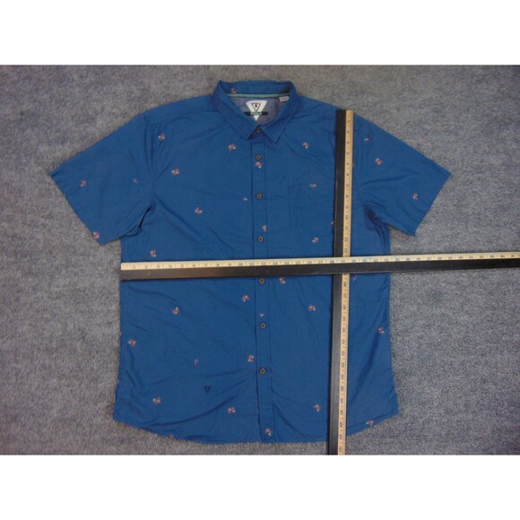 Vissla‎ Shirt Mens XL Blue Short Sleeve Button Front Fireworks Embroidered Surf - Picture 5 of 8